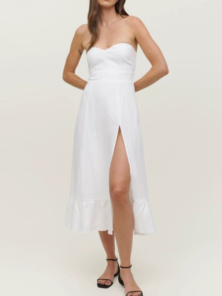 Reformation Amagansett Linen Midi Dress Sz6 White Wedding Party Vacation